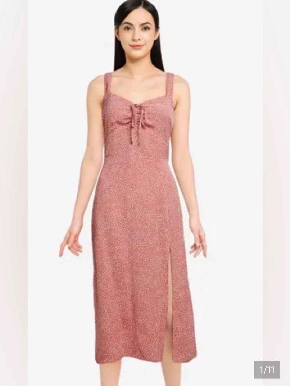 Abercrombie & Fitch Dusty Rose Polka Dot Midi Dress